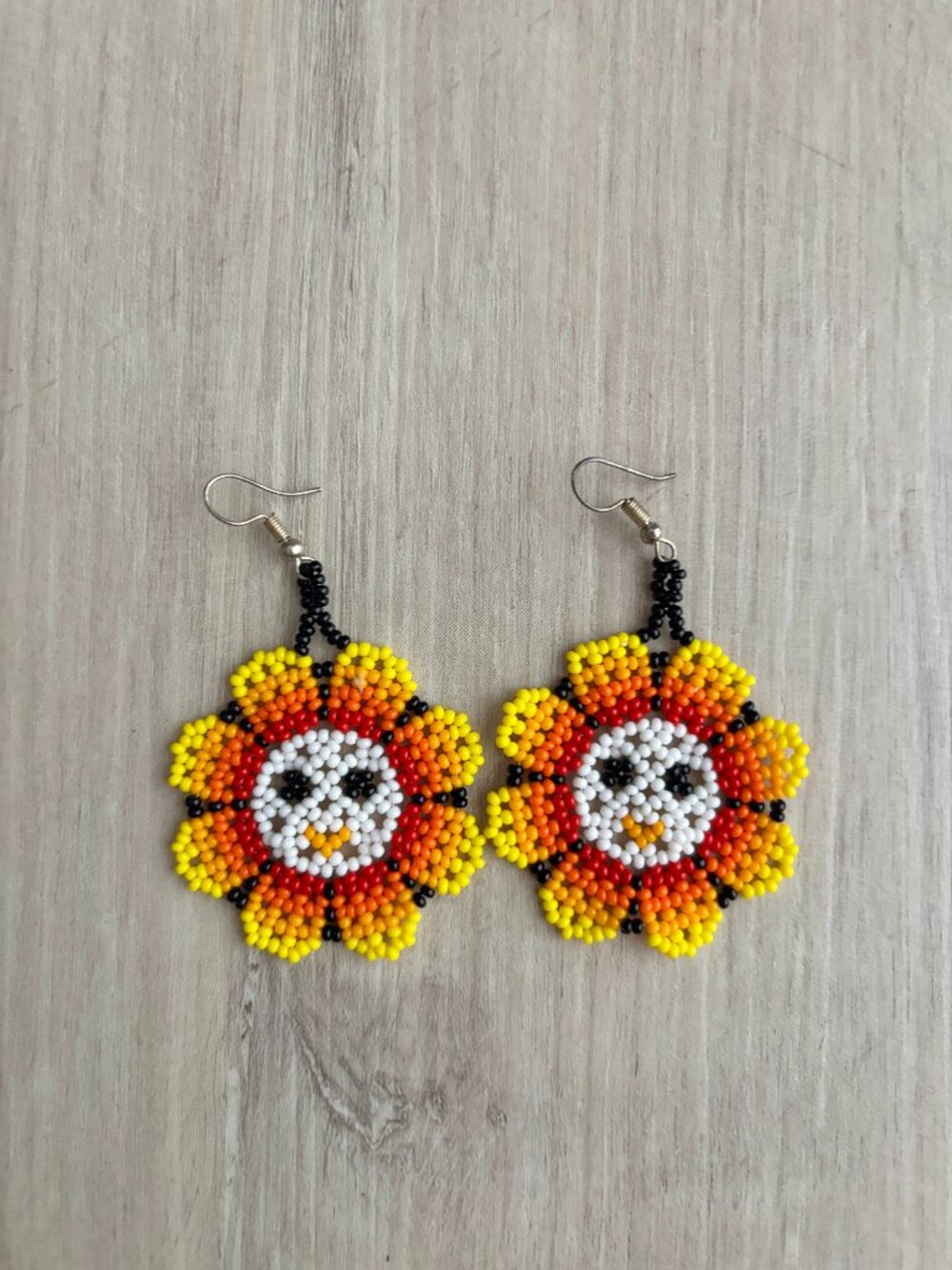 Handcrafted Beaded Flower Dangle Earrings